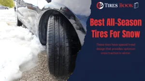 A car with all-season tires for snow